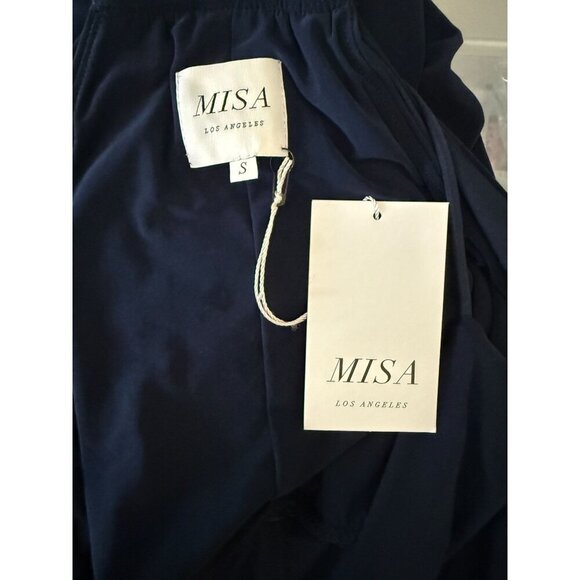 NWT Misa Los Angeles Domino Bodycon Mini‎ Dress Navy Blue V-Neck Racerback Multi - Picture 8 of 11